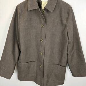 Vintage Harve Bernard Button Up Barn Style Jacket Brown Size 10 1960s 100% Wool